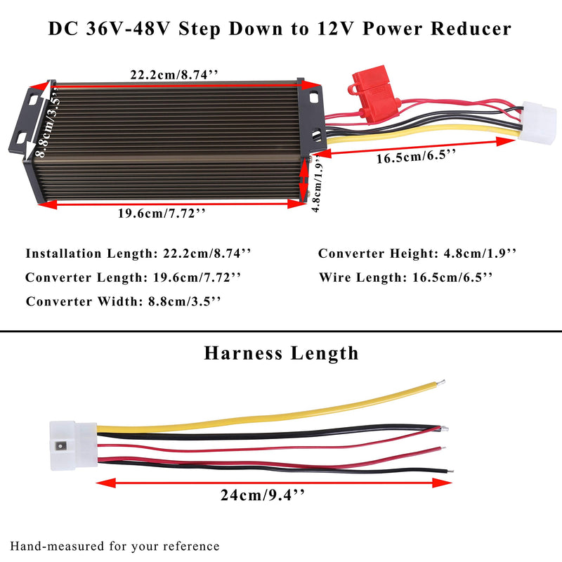 Pro Chaser DC-DC Golf Carts RVs 48V 36V Volt Voltage to 12V Step Down Voltage Reducer Regulator for Headlights Taillights Solar Panels Radios (30A 360W) 30A 360W