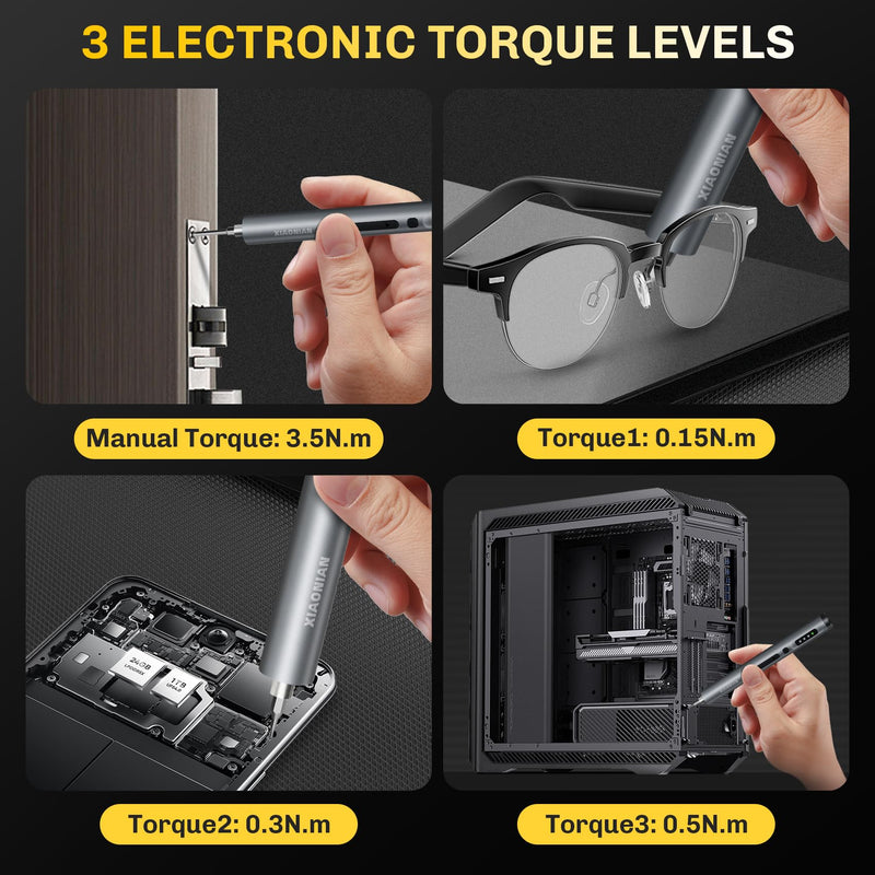 3.7V Precision Electric Screwdriver Set,50 IN 1 Small Power Magnetic Storage Mini Electric Screwdriver Cordless Set USB Charging Repair Tool Kit for Electronics Laptop Phone Camera Glasses Watch Grey - Standard Version