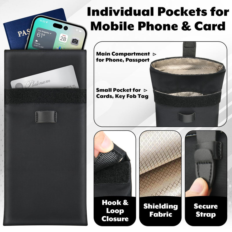 Signal Blocking Case Sleeve for Phones - RFID & WiFi Shielding Pouch for Cell Phone, Key Fob, Passport, ID Card in Travel Commute Work for Anti-Tracking, Privacy & Data Protection, 2 Pcs