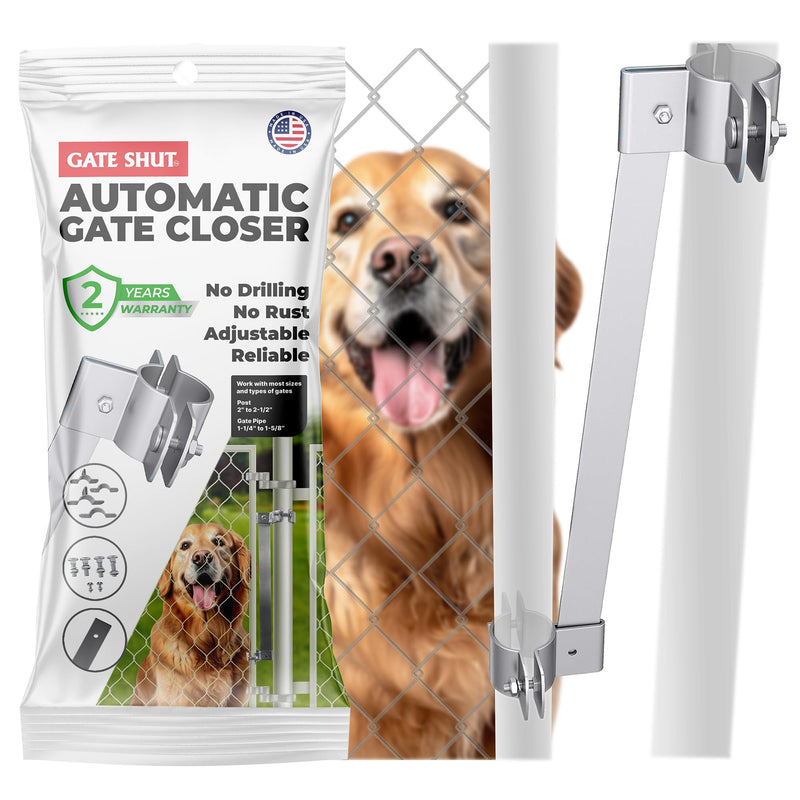 Sta-Klos Gate Closer – Premium Self-Closing Stainless Spring with Adjustable Tension – Reliable Automatic Closer for Pool, Dog & Outdoor Gates – Made in USA (No Power Required) Silver