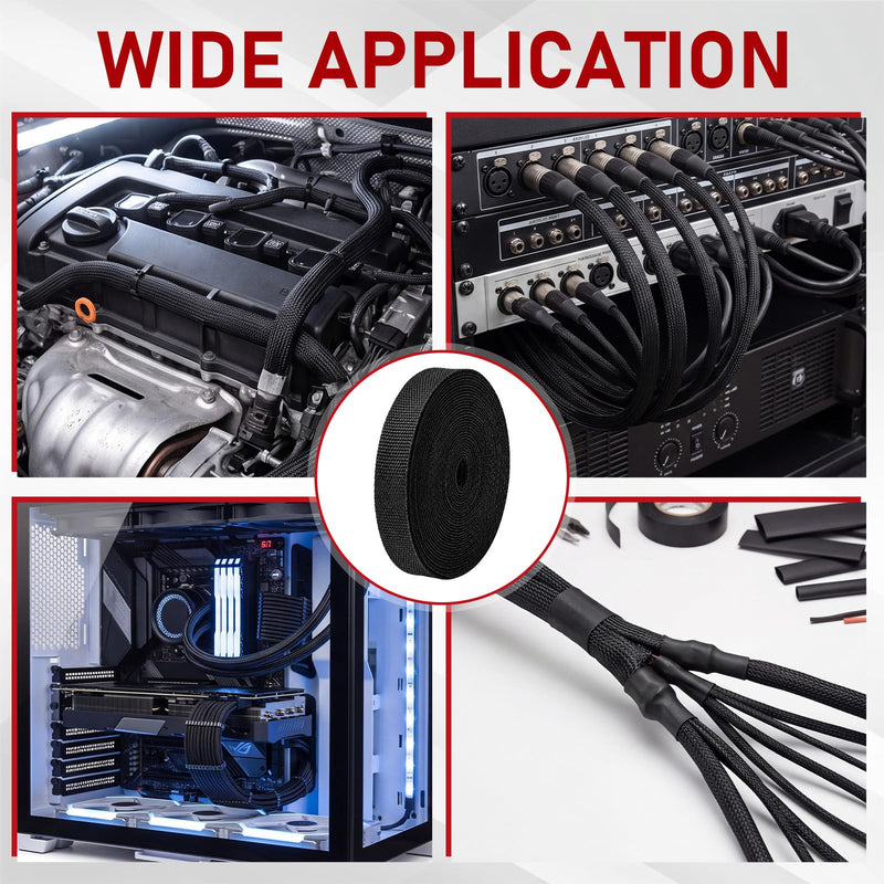 20ft 3/8 Inch 2:1 Heat Shrink Braided Sleeving Wire Loom | Heat Shrink Wire Cover Abrasion Braided Cable Sleeve for Automotive Wiring Harness Sheath Tubing Protection 3/8inch-20ft