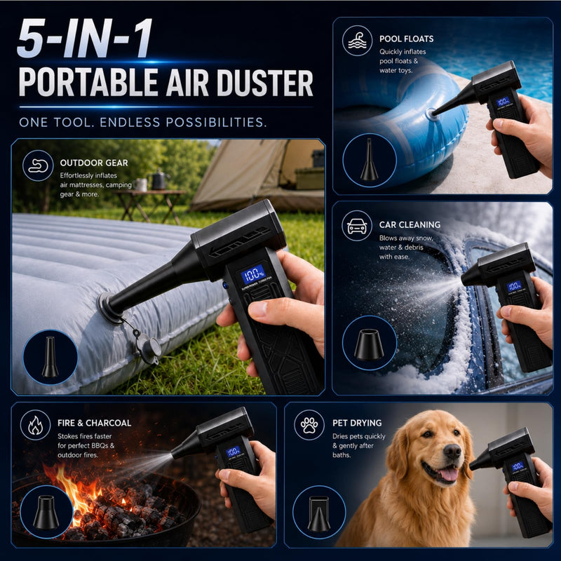 YUHENG Air Duster,Electric Rechargeable Blower for PC,Keyboard,Car and Home | blasts dust,no installation required,interchangeable nozzles, portable, gamers, drivers, photographers,office use