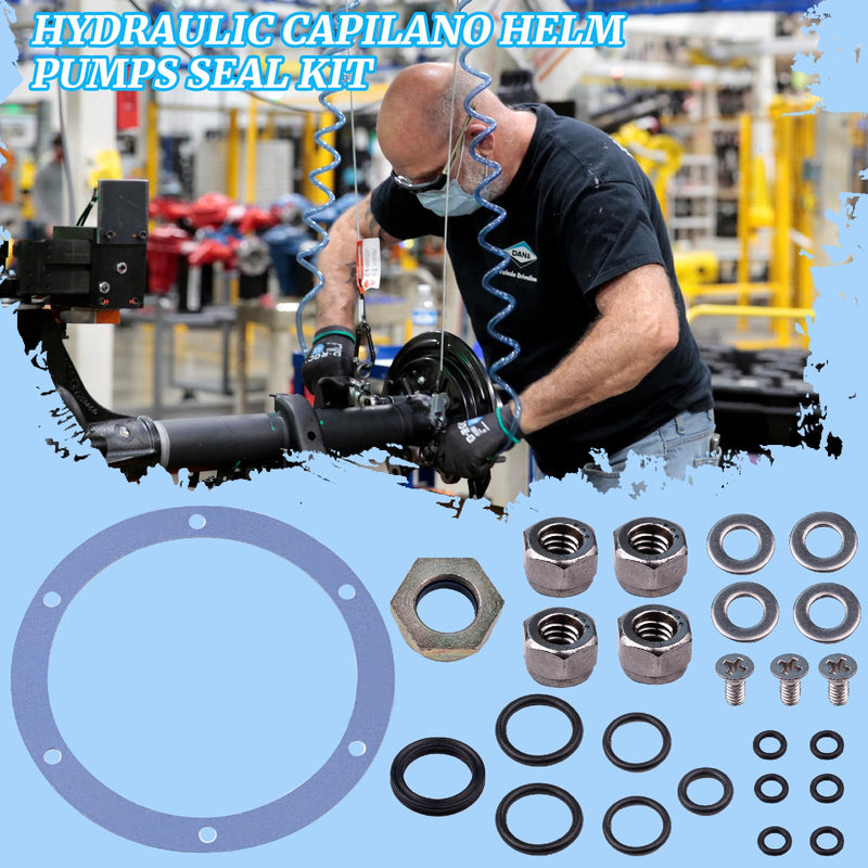 25 Pcs Hydraulic Helm Seal Rebuild Kit Fit for SeaStar BayStar HS5176 HH-5271 5272 5741 5742 Replacement Repair Kits Nuts Screw Caps Sealing Washers O-rings Flat Washers Countersunk Screws