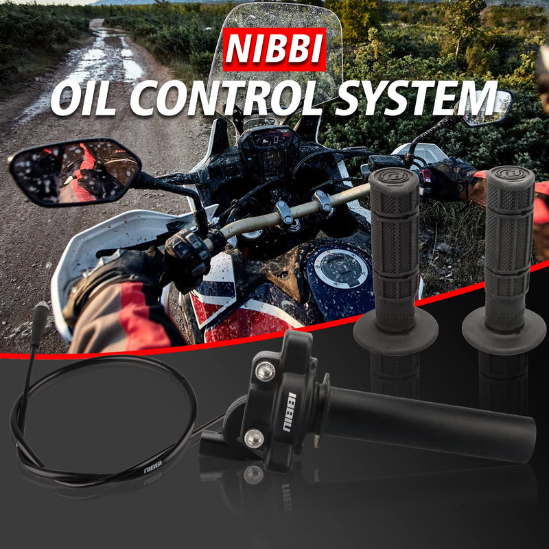 NIBBI Twists Throttle Grip,Dirt Bike Grips with Throttle Cable and Handlebar Grip for SSR125 Pit Bike, 22mm Motorcycle Throttle Assembly Black