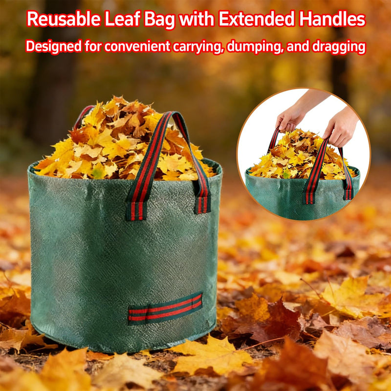 2 Pack Kids Adjustable Leaf Rake Set – 28" to 34" with Detachable Wooden Handles, Lightweight Plastic Head, Designed for Kids, Includes 2 Pairs of Gloves & Leaf Bag (Red/Blue) Red and blue