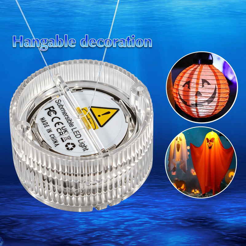 HL Submersible LED Lights,Yellow Mini LED Tea Light,150 Hour Runtime | Waterproof Battery Powered Small Flameless Lights for Weddings,Vases,Home,Festivals and Parties,12pcs (Built-in 24 Batteries) Yellow 12P