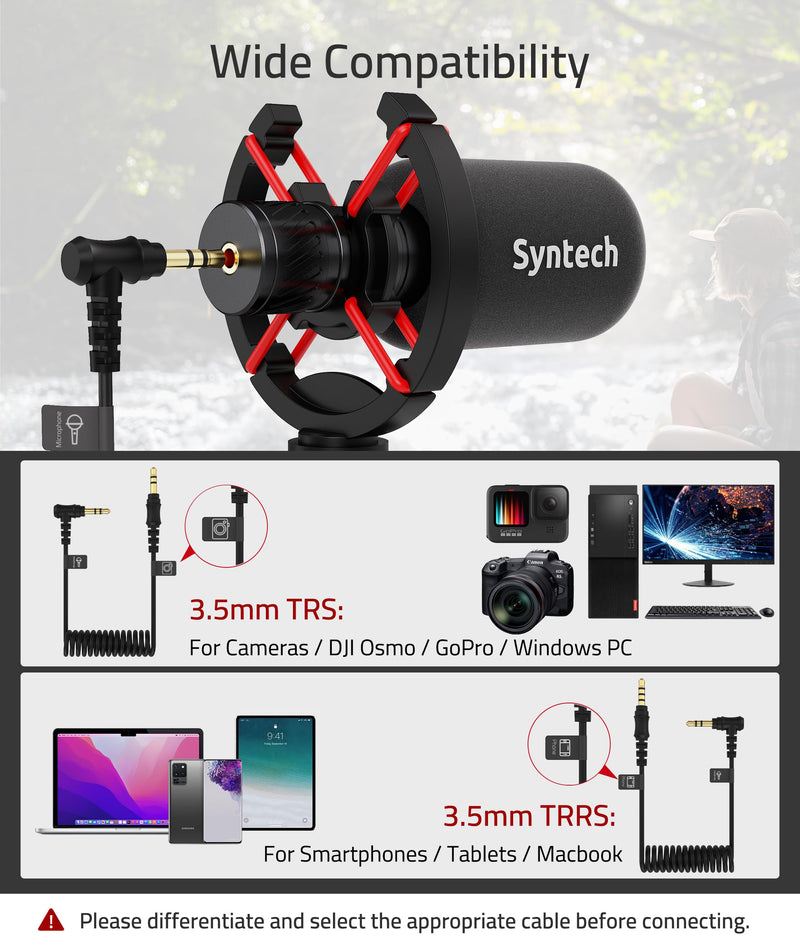 Syntech Camera Microphone for Noise Reduction, Mini Shotgun Mic with Vlogging, Compatible with DSLR Camera, Microphone for Camera with Deadcat Windscreen, Shock Mount, Carrying case