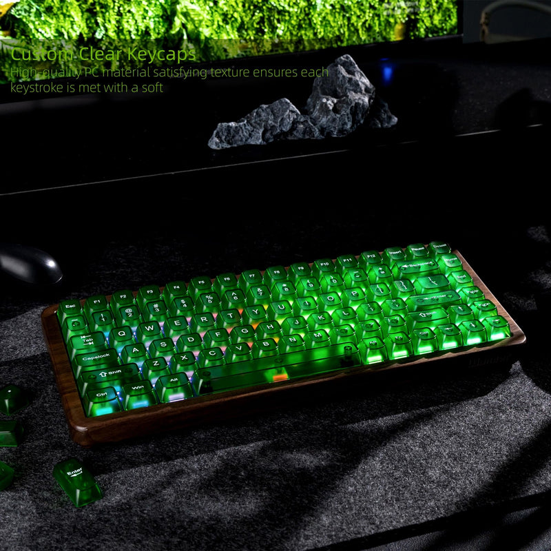 Womier Green Jelly Keycaps, Clear Shine Through Keycaps Feel Forest | Custom Keyboard Caps Set 60 65 75 100 Percent for Cherry MX Mechanical Keyboards, MDA Profile 1-Forest Green
