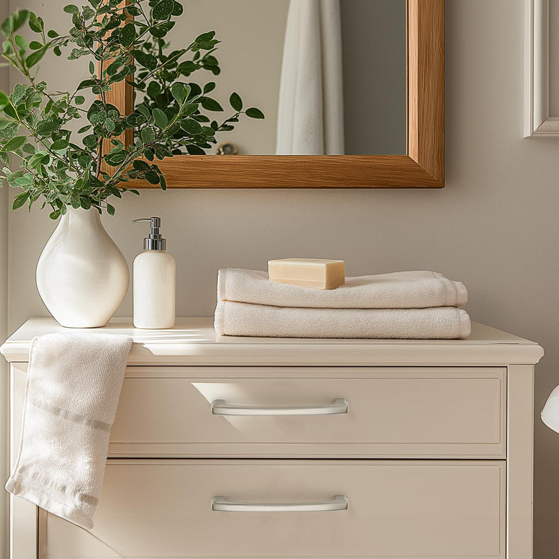 5 Pack Kitchen Cabinet Handles 5 Inch Hole Center Drawer Pulls Curved, Brushed Nickel Cabinet Pulls for Dresser and Drawers Solid