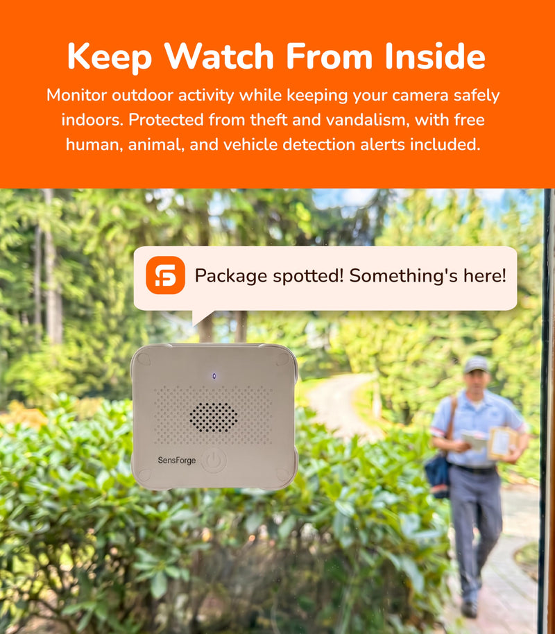 SensForge Wireless Window Camera Anti-Glare, Dual-Band 2.4GHz & 5GHz Wi-Fi Security Camera for Home, Free Smart Human, Vehicle & Animal Detection, 2-Day Cloud Available, Two-Way Talk, Easy No-Drill