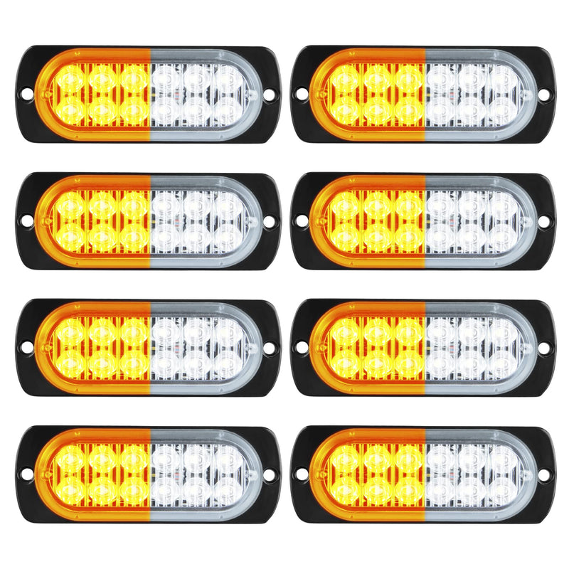 8pcs 12LED Surface Mount Flashing Strobe Lights for Truck Car Vehicle LED Lights (12LED/8PCS) 12LED/8PCS