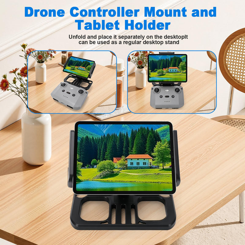 Foldable Tablet & Phone Holder for DJI RC-N1/N2/N3, 4.7-12.9" Mount for iPad/Phones, Fits Mini 5/4 Pro/Air 3/Mavic 3/Neo/Flip, No-Disassembly Design with Lanyard