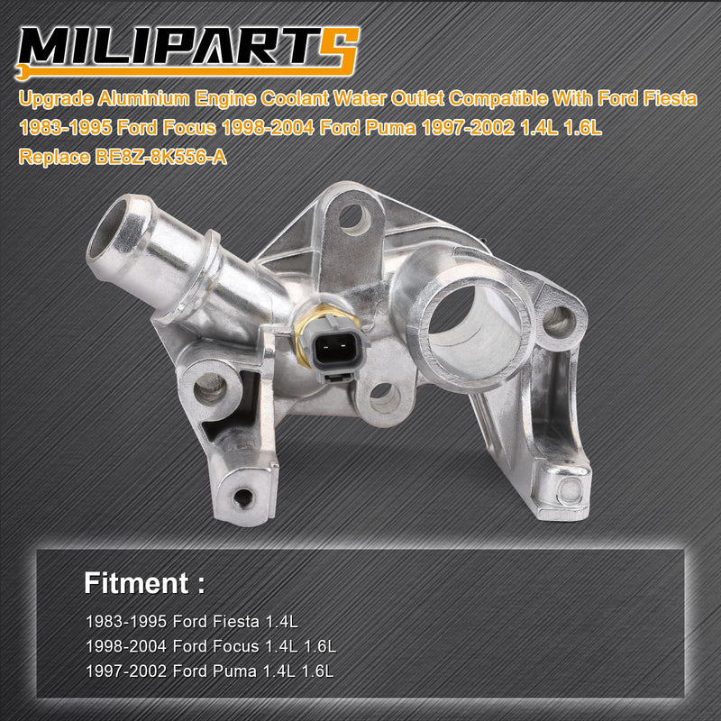 Upgrade Aluminium Engine Coolant Water Outlet Compatible With Ford Fiesta 2011-2019 1.6L Replace BE8Z-8K556-A