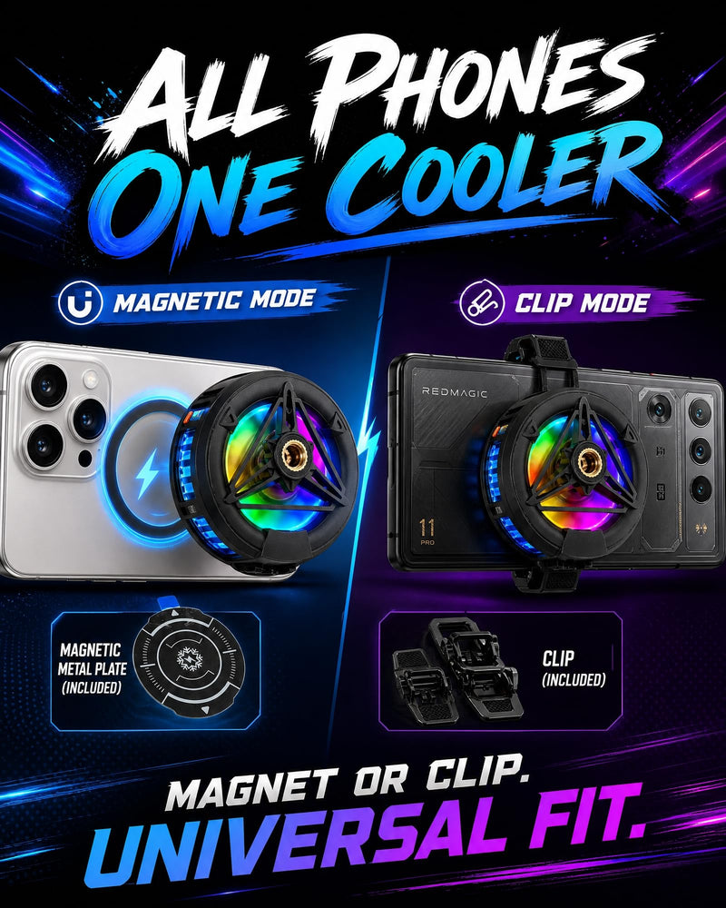 Phone Cooler, Cooling Fan for Phone, Magnetic Cell Phone Cooler for Gaming | Magnetic Phone Gaming Cooling Fan, iPad Cooler for Gaming, Tablet Cooler, Cooling Fan Compatible with iPhone 15 16 17 MagSafe