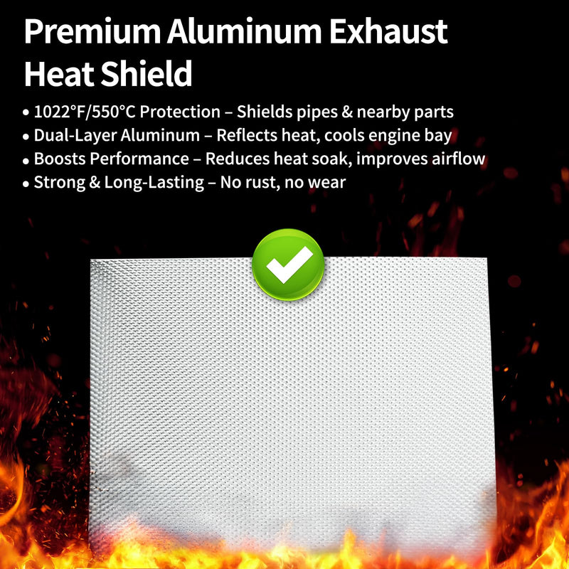 Exhaust Heat Shield Automotive 16"x13" 2 Pack, Embossed Aluminum Heat Shield Kit with 10 Stainless Steel Zip Ties Cable Metal for Car Muffler Exhaust Wrap High Temp Thermal Barrier Battery 16"x13"/piece-2piece