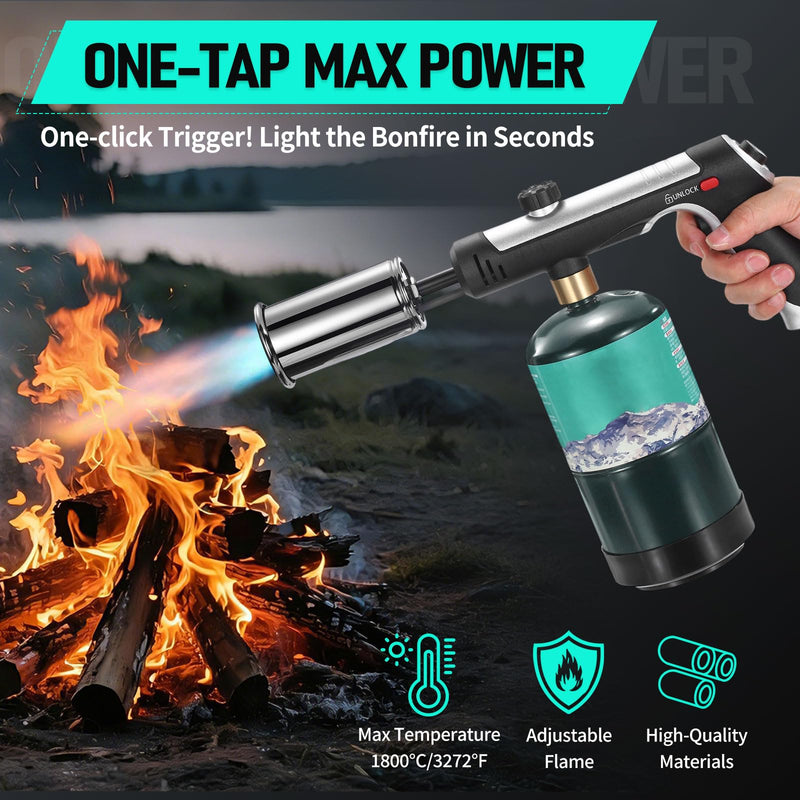 Propane Torch, Torch Lighter with Max Fire Trigger, Blow Torch Gun with Adjustable Flame & Safety Lock, Flame Thrower for Grill, Cooking, BBQ(Tank Not Included)