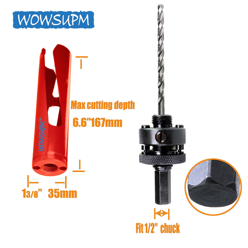 1-3/8” Deep Carbide Tipped Hole Saw for Thick Wall Roof 6.6” Cutting Depth for Multiple Purpose Hardy Plank Wood MDF Soft Wall Tile deep0 (35mm)1-3/8"