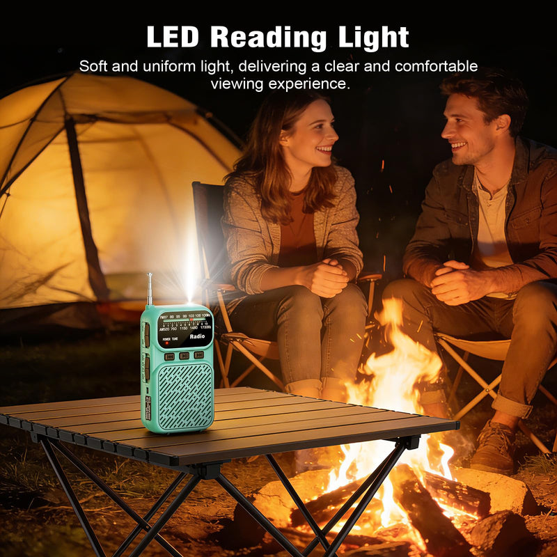 Goodes Portable Radio AM FM, Battery Operated Pocket Radio for Gift, Elder | Best Reception Transistor Small Radios, with Bluetooth/Flashlight/Headphone Jack, USB-C Rechargeable or 3AAA Battery Blue