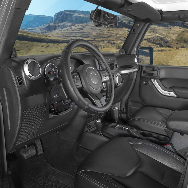SEG Direct Car Steering Wheel Cover Large Size for F150 F250 F350 Ram 4Runner Tacoma Tundra Range Rover with 15 1/2 inches-16 inches Outer Diameter, Black Microfiber Leather 01-Black Large size[15 1/2''-16'']