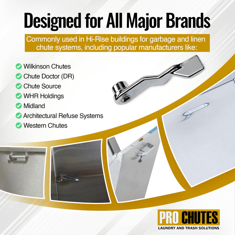 Chute Door Thumb Trigger Handle - For both Bottom and Side Hinged Trash and Laundry Stainless Steel Intake Doors. Perfect Parts for Wilkinson and Other Manufactured Hardware companies. (Chrome) Chrome