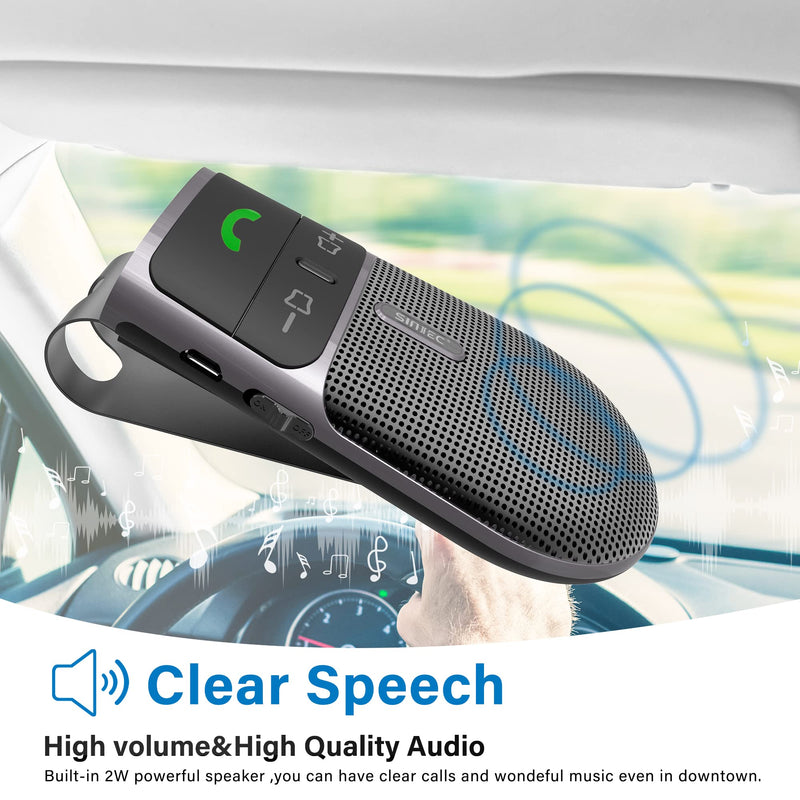 Bluetooth Phone Speaker for Car,Hands Free Bluetooth for Cell Phone | In-Car Speakerphone for Safe Driving, Support Siri Google Voice Assistant, AUTO Power ON off, Visor Clip