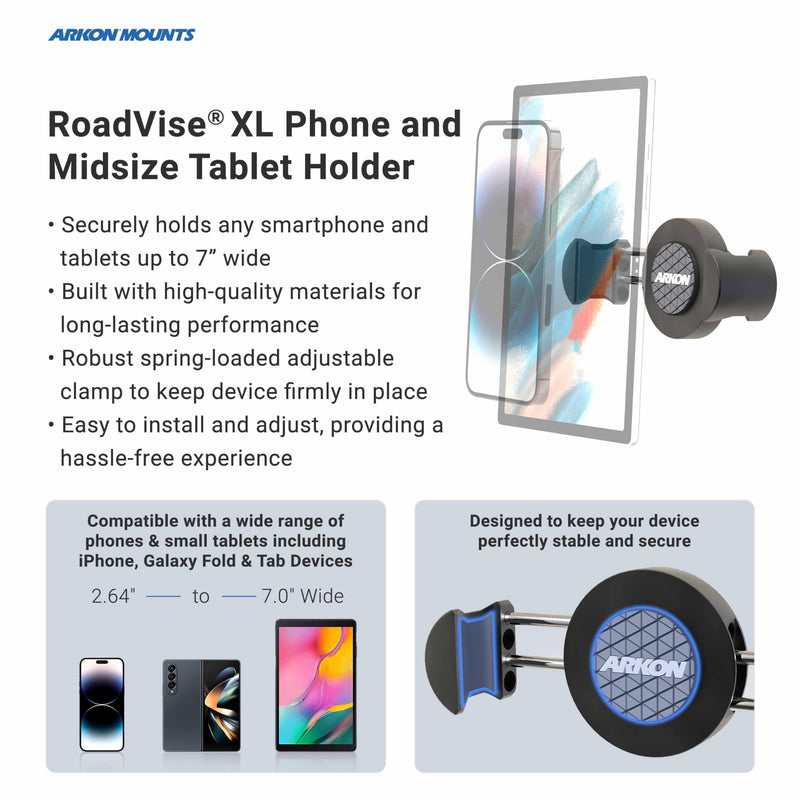 ARKON Mounts RoadVise XL Car Cup Phone Holder and Mount Universal Phone Fit Extendable Cup Mount System Adjustable Arm Compatible with iPhone, Galaxy, Google, & More