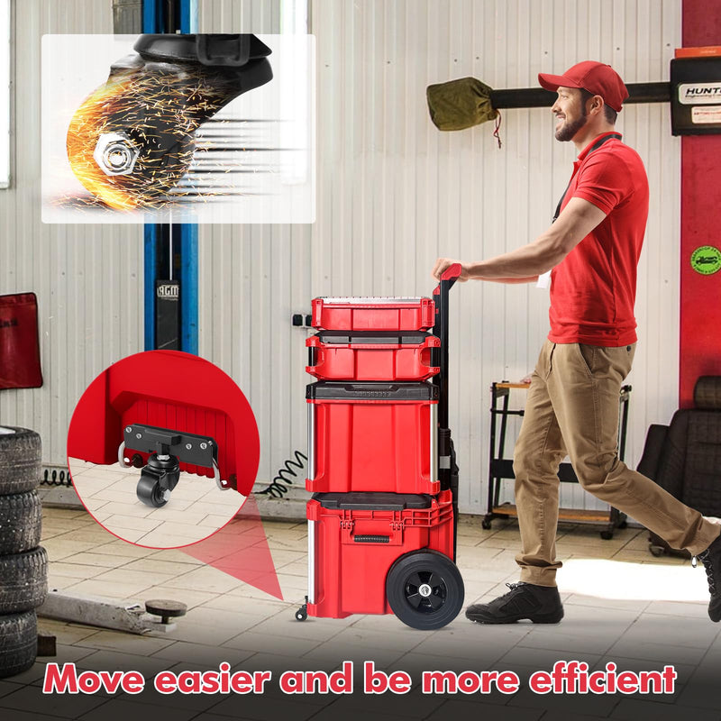 Front Wheels Compatible for Milwaukee Packout Rolling Tool Box, Packout Wheel Kit for Jobsite, Garage, Workshop & Warehouse Tool Transport