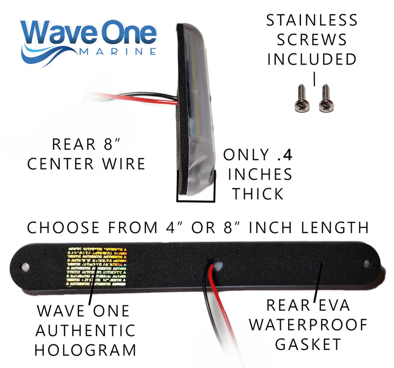 Wave One Marine 4" LED RGBW Surface Mount Courtesy Internal Driver Mount Boat Light | RV Accent | Interior Exterior Deck Transom Cockpit T Top | Waterproof IP67 (4" Round Edge) 4 Inch