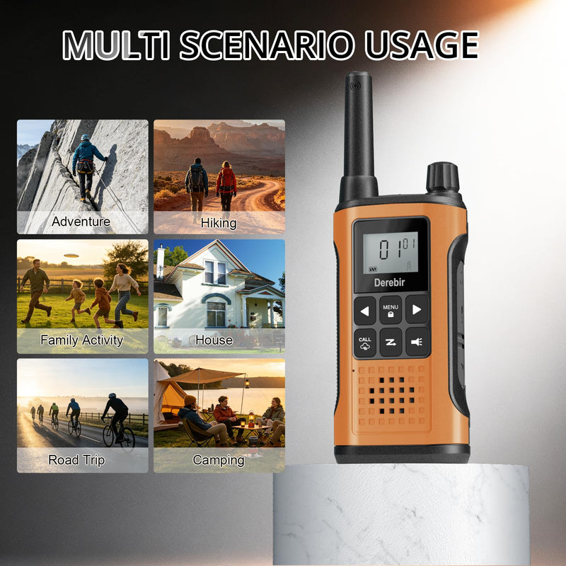 Rechargeable Walkie Talkies for Adults Long Range-4 Pack | 1500mAh Li-ion Battery,22 FRS Channels,NOAA Weather,VOX,LED Flashlight,2 Way Radio Outdoor Cruises Family Hiking Camping Gear Black & Blue & Orange & Yellow 4