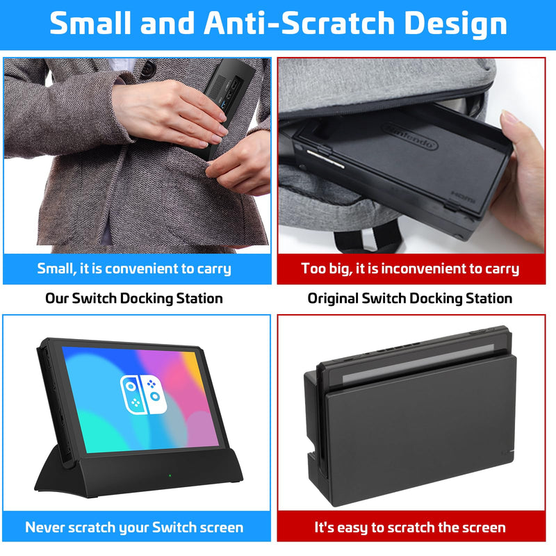 KEKUCULL TV Docking Station for Switch,Docking Station with 4K 1080P HD and USB 3.0 Port,Replacement for Official Switch Dock(Not for Switch2 and Not Included Cable)
