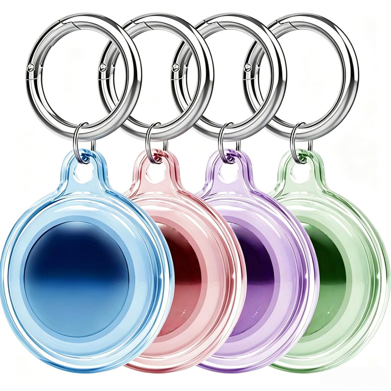 4 Pcs Clear Tracker Protective Cover, Transparent Full Wrap Anti-Scratch Shell with Key Ring, Waterproof Anti-Loss Portable Locator Sleeve, Mixed Color Daily Carry Protective Case