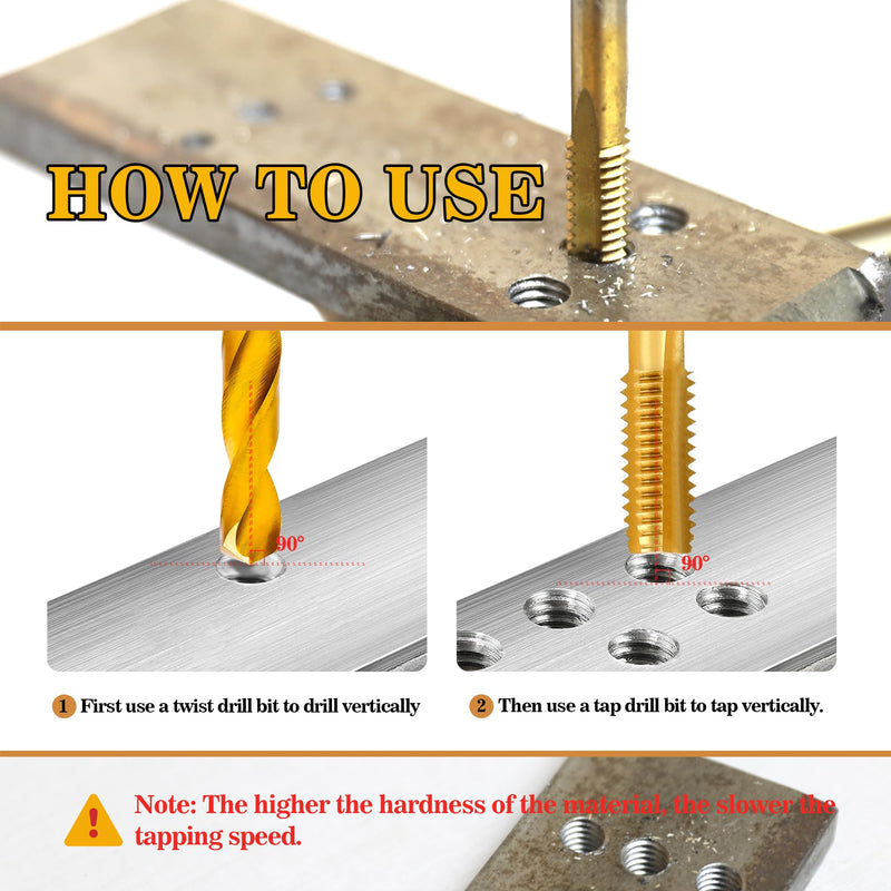 18Pcs Metric Drill and Tap Set with 1Pc Tap Wrench, M2 HSS Thread Tap Set from M2 to M12, Combination of Drill and Tap Set for Metal,with Exquisite Indexed Box 18