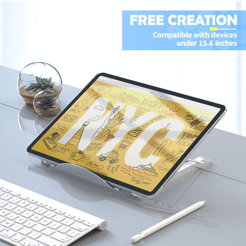 Laptop Stand, Tablet Laptop Holder Stand Foldable Ventilated Adjustable Laptop Computer Holder Desk Stand Universal Lightweight Ergonomic Tray Cooling (Silver) Silver M
