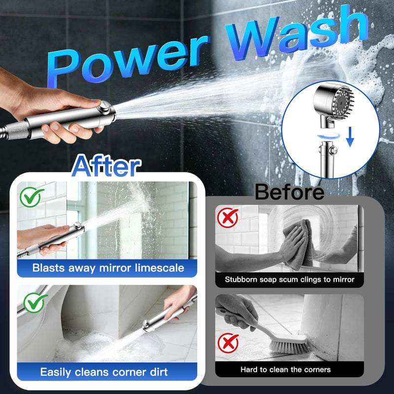 Vatex Filtered Shower Head with Handheld, High Pressure 4 Spray Showerhead with ON/OFF Switch, Shower Heads with 3 Filters for Hard Water Remove Chlorine, Reduce Dry Itchy Skin Chrome