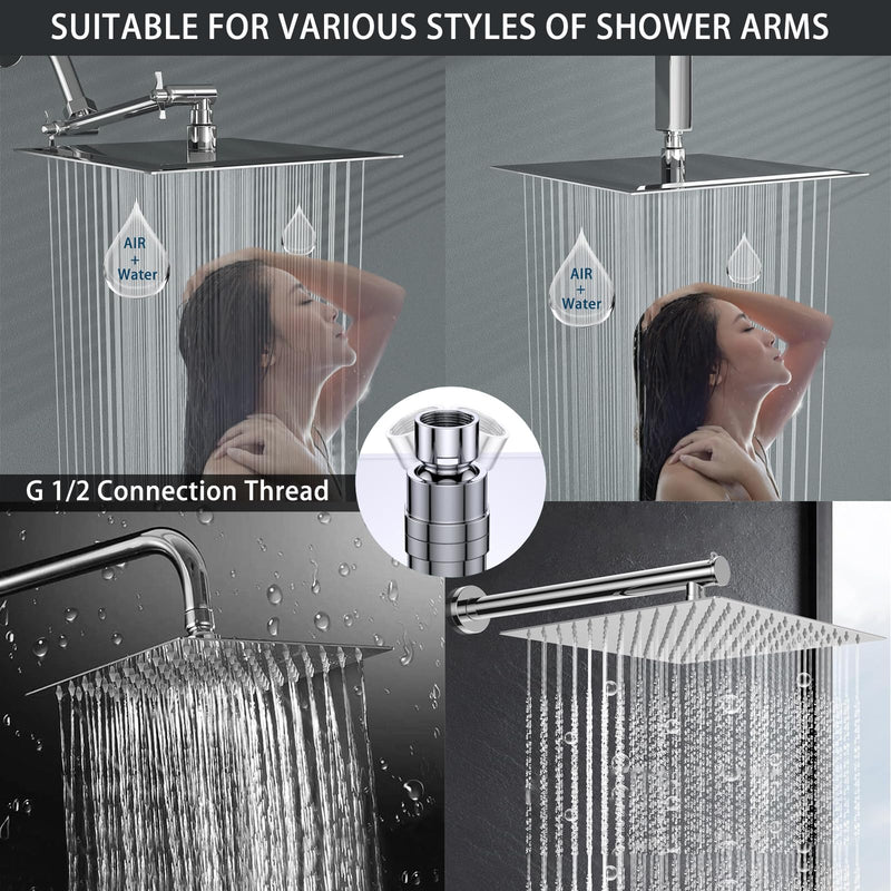 Rain Shower head, High Flow Stainless Steel Square Rainfall ShowerHead, Waterfall Bath Shower Body Covering, Ceiling or Wall Mount (10" Chrome Finish) 10 Inch
