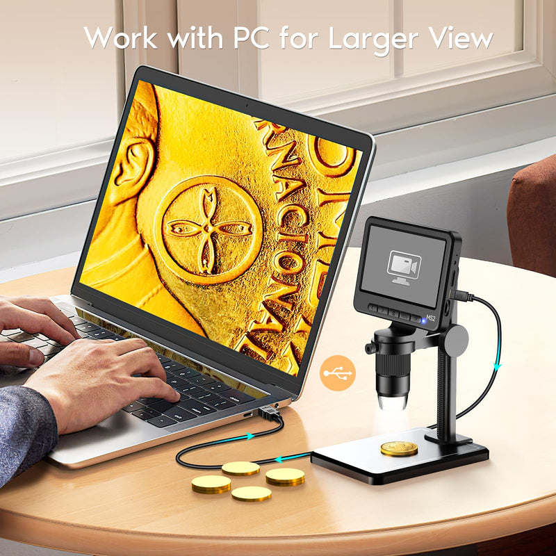 Leipan 1080P LCD Digital Microscope with 32GB SD Card, Coin Microscope with 5-inch IPS Screen,PC View,Photo/Video Capture,Compatible with Windows Mac MS2B-5 inch