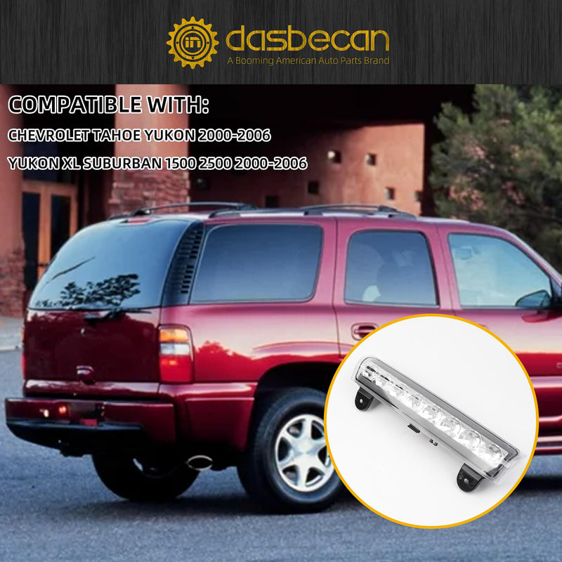Dasbecan LED 3rd High Mount Brake Light White Carge Light Compatible with 2000-2006 Chevrolet Suburban 1500/2500 Tahoe GMC Yukon 1500/2500 Replaces# 15170955 923-203 GM2890107