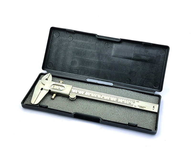 Non Digital Vernier Caliper Metric -Imperial Measuring System Tools for Inside, Outside, Depth & Step Measurements (Stainless Steel Body) (STAINLESS STEEL BODY)