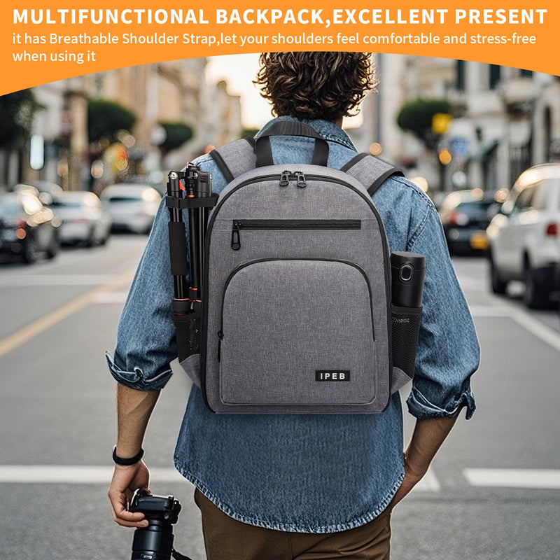 Camera Backpack for DSLR/SLR/Mirrorless Bag Professional Waterproof Camera Case 11"X5.9"X15" for Photographers Grey Orange Grey-orange
