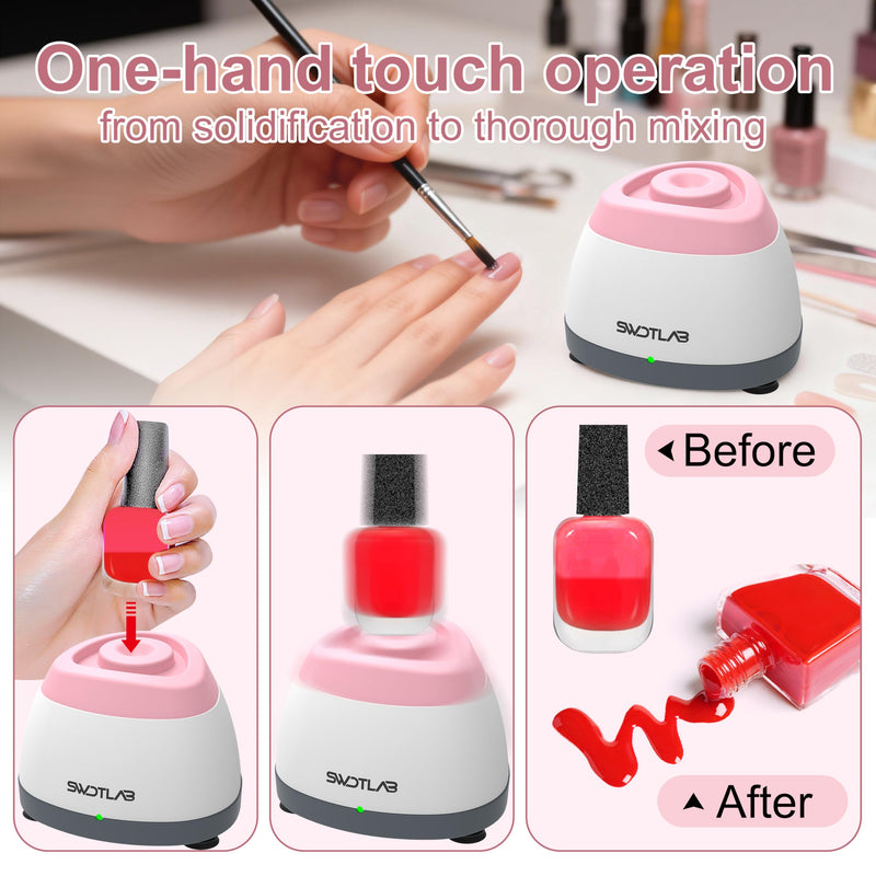 Mini Vortex Mixer 3500RPM 3s Mix for Lab Paint Nail Polish, Pink | 3s Fast Mix DC Brushless Motor, Touch Start Auto-Stop, Anti-Slip & Quiet, 100 Stainless Steel Balls, for Tattoo Ink Glue Lab