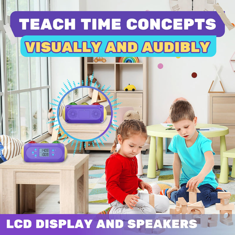 Visual Classroom Timer for Kids & Teachers w/Visual and Audible Alarms - Light Timer Green(GO) Orange(Alarm) Red(Stop) for Lessons Exam Quiz Break Time Tracking Kids