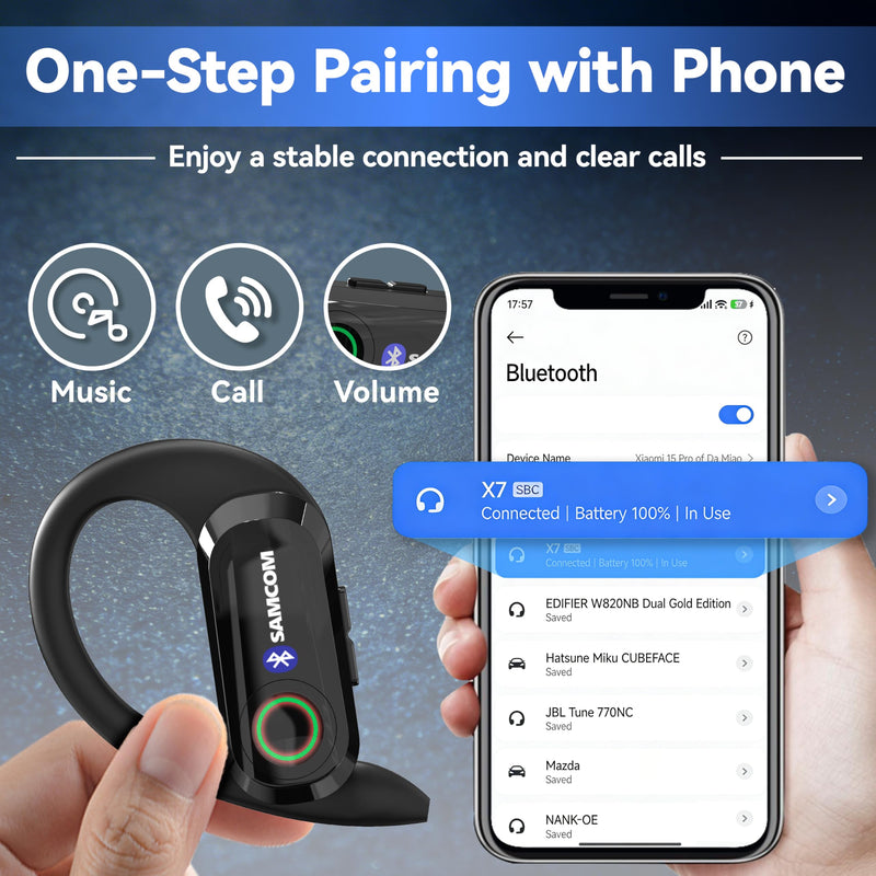 SAMCOM X7 Bluetooth Earpiece Only for FPCN30A FPCN10A Walkie Talkie, 1 Pack | Two-Way Radios 2 Pin K1 Plug Dongle Wireless Headset for School Church Restaurant Hotel Warehouse(Radios Not Included) 1 Pack X7 Earpiece