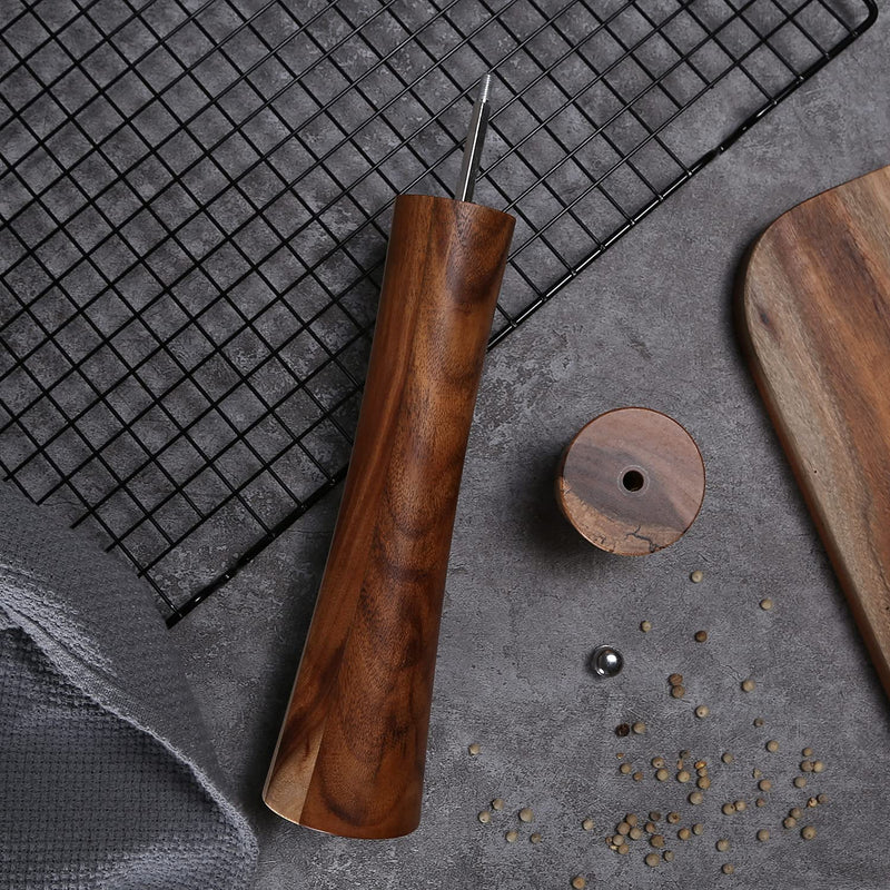 KKC HOME ACCENTS Wooden Pepper Grinder Mill, Refillable, Acacia Wood,10 Inch 10 in (Acacia 1)