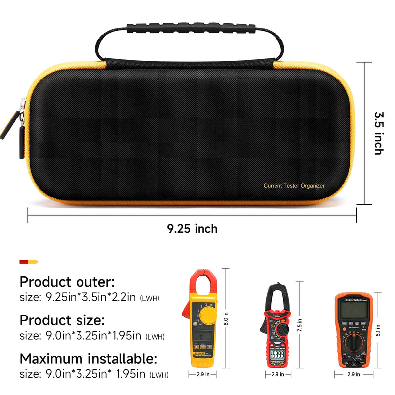 OLAIKE Hard Carrying Case For Fluke 323/324/325/302/303/305 Clamp Multimeters AC-DC TRMS, Sturdy Protective Storage Bag, Black Velvet Lining-black