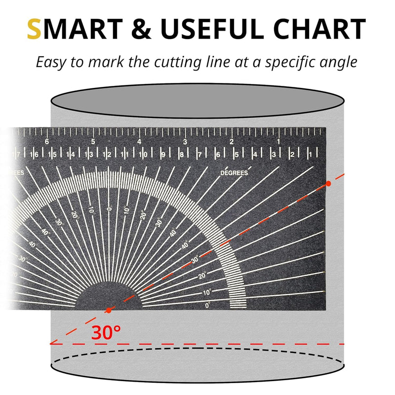 Pipe Measure Tool Wrap Around Tape, Flex Angle Measuring and Marking Gauge for 3" to 10" Diameter