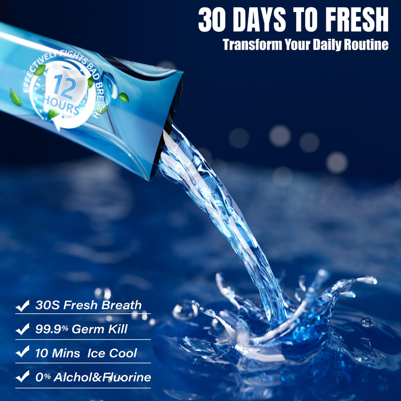 Portable Travel Size Mouthwash Packets - TSA-Approved Mini Mint Mouthwash for Adults, Alcohol & Fluoride-Free Oral Care for Air Travel, Dates & Office, 60 Individually Wrapped 0.4oz Packs 0.41 Fl Oz (Pack of 60)