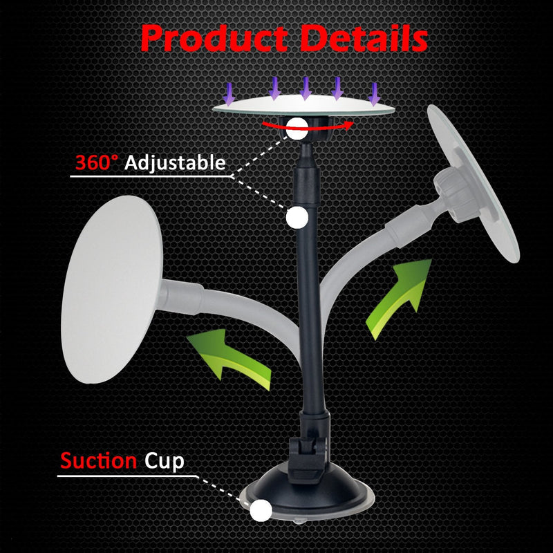 Suction Cup Car Baby Mirror, Ampper Adjustabe Long Arm HD Glass Convex Wide Angle Interior Rearview Baby Rear Facing Mirror (Frameless Round, 3.35") Suction Cup Round