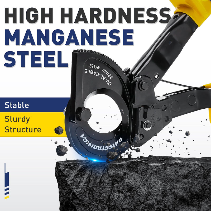 haisstronica Ratchet Cable Cutters,Heavy Duty Wire Cutters for Cutting Electrical Copper & Aluminum Cable Wire Up to 240mm²(500 Kcmil) 240mm²