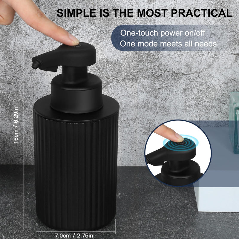 Automatic Soap Dispenser Liquid Touchless: 9oz Black Plastic - Rechargeable Electric Smart Auto Hand Soap Dispenser - Dish Bathroom Kitchen