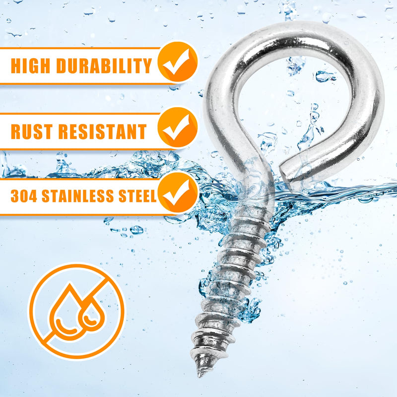 40PCS 2.5 inches Screw Eyes M6 304 Stainless Steel Eye Screws, Heavy Duty Screw, Eye Hooks Screw Eye Bolts Eye Hooks Screw, Indoor & Outdoor Uses (40, M6-2.5inch) 40